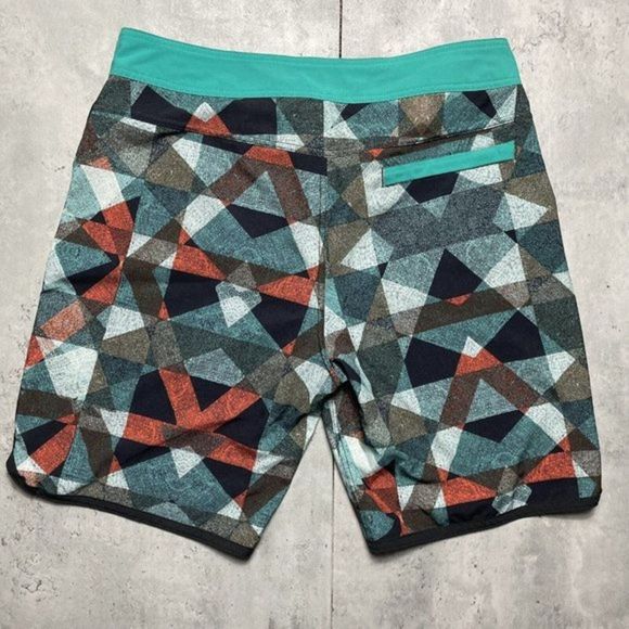 Prana Swim Trunks Mens Sz 33 Colorful Geometric Beach Surf High Seas Boardshorts - Picture 5 of 7